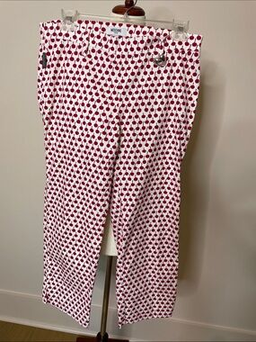 Moschino Red Cherry Cotton Trousers - Vintage - Sz 10
